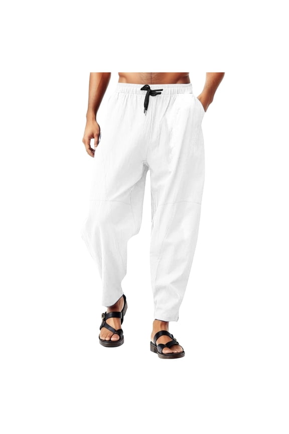 Casual pants for men, stretch for comfort, and come with handy pockets (White,3XL)