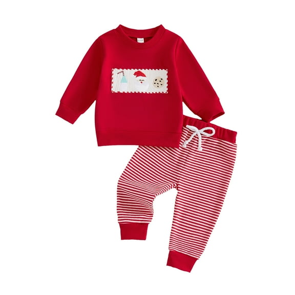 Caqnni Childrens Christmas Set Baby Boy Girl Pajamas Christmas Red Plaid Print Long Sleeve Lapel Button Down Top Shirt Pants Nightwear(12-18 Months,Watermelon Red)