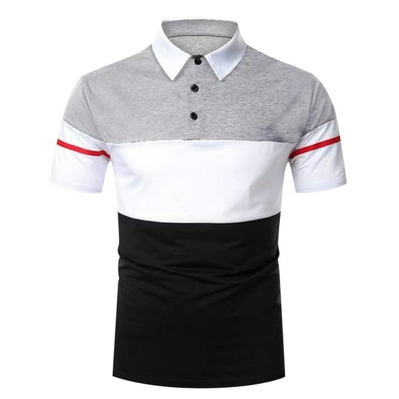 Caqnni Classic Men's Polo Shirts Soft Cotton Shirts with a Vintage Collar (Black,M)