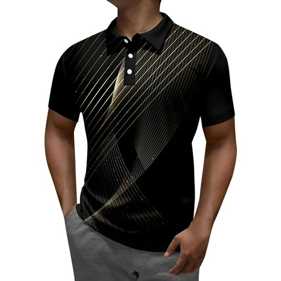 Caqnni Classic Men's Polo Shirts Soft and Comfortable Short Sleeve Tops (Gold,XXL)