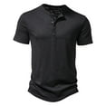 thumbnail image 1 of Caqnni Classic henley style buttons henley closure, Mens Henley Short Sleeve T-Shirt Cotton Casual Shirt Mens ShirtsSummer Daily T-Shirts (Black,S), 1 of 4