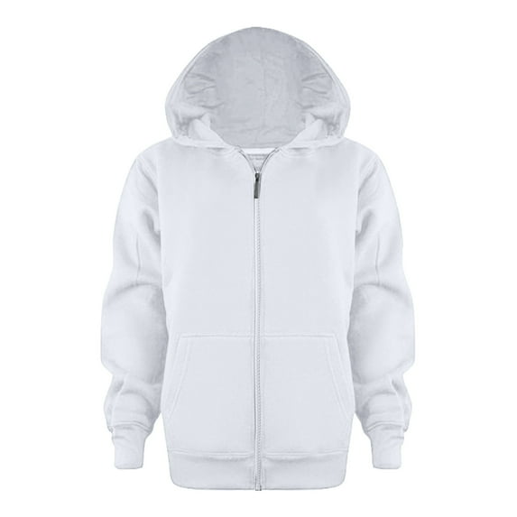 Caqnni Coat for Kids Boys Kids Little Girls Top Sleeve Sweatshirt Hoodie Color Solid Zip Jackets Boys Coat&jacket (12-18 Months,Z06-White)