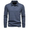 thumbnail image 1 of Caqnni Comfortable Men's Polo Long Sleeve Basic Fit (Blue,XL), 1 of 5