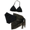 thumbnail image 1 of Caqnni Comfortable Soft And Breathable Bikini Two Piece Swimsuit Set For Girls Stylish Solid Color Girls Swimsuit Swimwear Suit for Summer Vacation 10-11 Years Black, 1 of 6