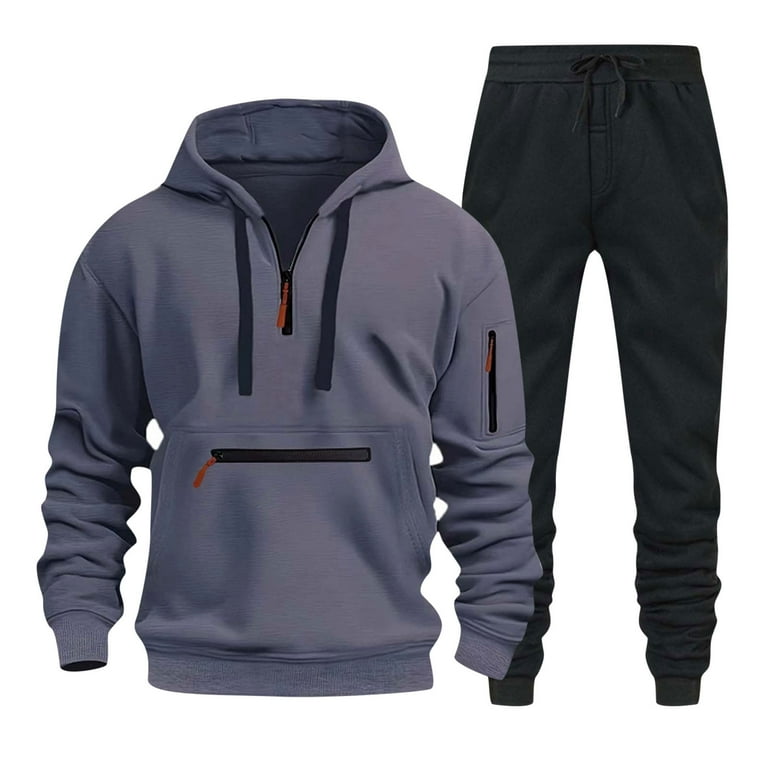 Caqnni Fall and Winter Mens Tracksuit Gym Outfits for Men Casual