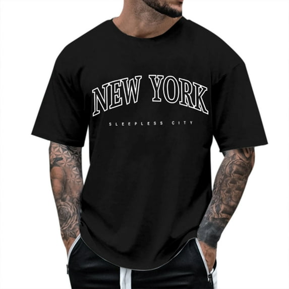 Caqnni Fashion Athletic T-Shirts Short Sleeve Shirts Workout Crew Neck Solid Color Letter Print Tee Shirt Top (Z03-Black,3XL)