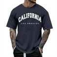 thumbnail image 1 of Caqnni Fashion Mens T Shirt Muscle Gym Workout Athletic Shirt Cotton Letter Print Tee Shirt Top (Z04-Navy,M), 1 of 4