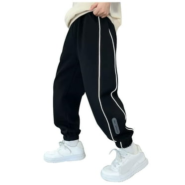Caqnni Fleece Elastic Bottom Sweatpants with Pockets, Relaxed Fit, Moisture Wicking, Breathable，Drawstring Casual Pants for Boy Sport Joggers Pants Boys 9-10 Years