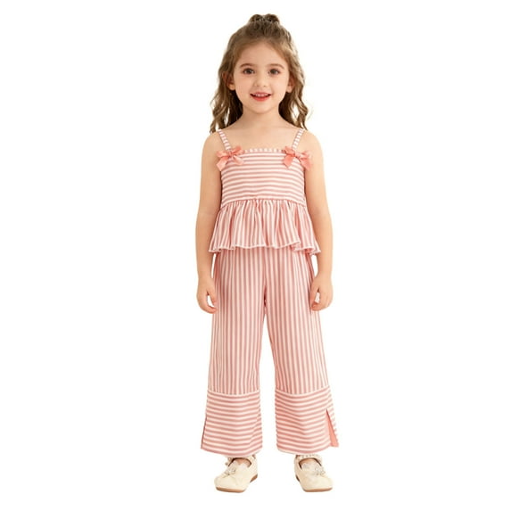 Caqnni Girl Clothes Toddler Girls Summer Outfit Heart Tank Top+Pink Shorts 2 Piece Clothing for Girl 1 2 3 4 5 6 7 T 2Pcs Summer Playwear Beach Outfits 6-7 Years,Pink
