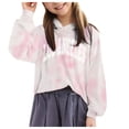 thumbnail image 1 of Caqnni Girl Sweatshirts Tie Dye Hoodie Hoodie Winter Long Sleeve Tops Shirts for Fall and Winter (8-9 Years,Light Blue), 1 of 4