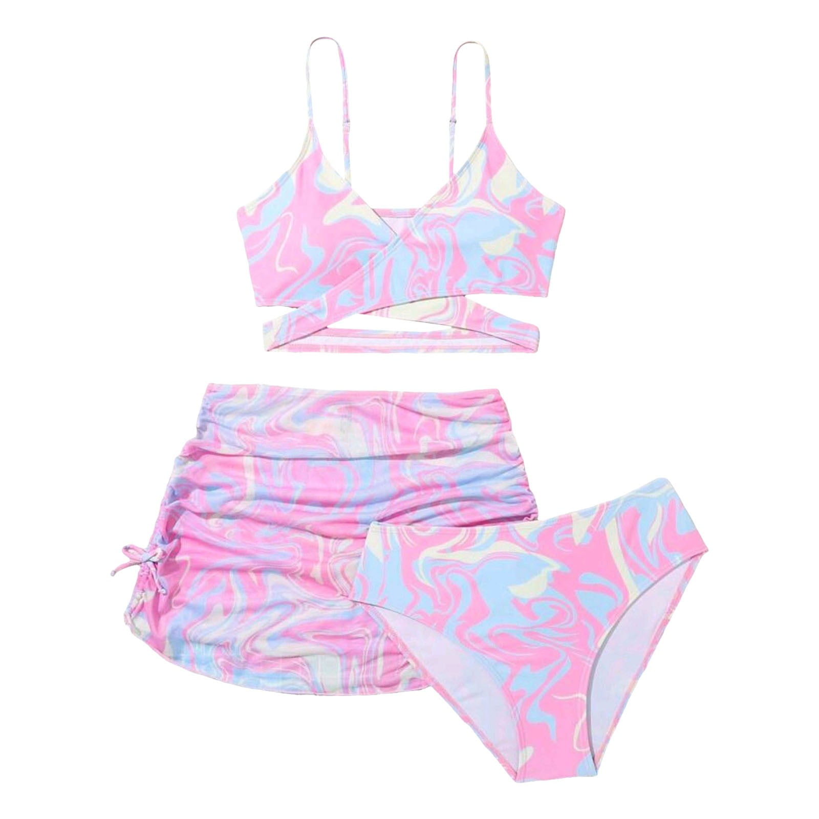 Caqnni Girl s 3 Piece Swimsuit Tropical Cute Bikini Set Bathing Suit caqnni-girl-s-3-piece-swimsuit-tropical-cute-bikini-set-bathing-suit