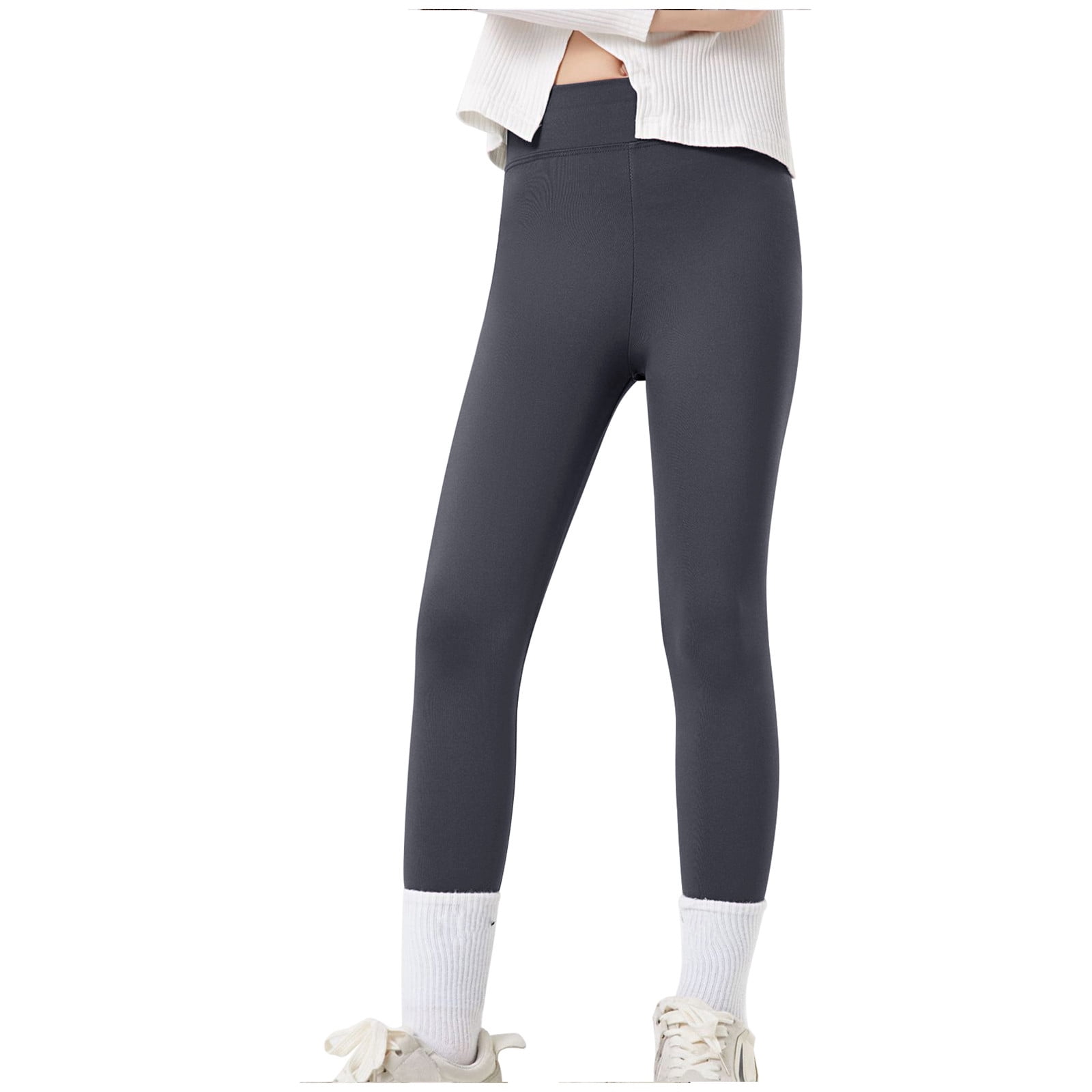 Caqnni Girls Leggings Pull On Pants Full Length Stretch Tights for Kids Footless Leggings Black 14 16 Years Walmart