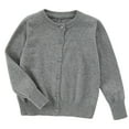 thumbnail image 1 of Caqnni Girls Cardigan Sweet Sweater Button Long Sleeve Knit Tops for Girls Outfits Jacket Outwear Cardigan Sweater，5-6 Years，Gray, 1 of 5