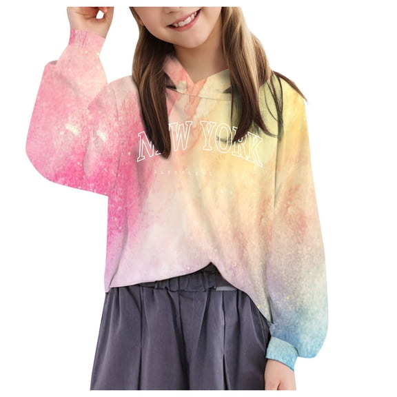 Caqnni Girls Casual Hoodies Long Sleeve Cute Lightweight Pullover Tops with pocket Loose Solid Sweatshirt (6-7 Years,Light Yellow)