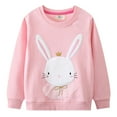 thumbnail image 1 of Caqnni Girls Casual Long Sleeve Graphic Sweatshirt Cute Oversized Polar Fleece Jacket Pocket Sweatshirt Tops Pullover Tops (2-3 Years,Z05-Pink), 1 of 8