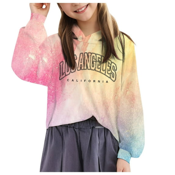 Caqnni Girls Crew Neck Oversized Long Sleeve Sweatshirt Kids Tie Dye Long Sleeve Spring Pullover Tops Multicolor (8-9 Years,Khaki)