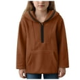 thumbnail image 1 of Caqnni Girls Fall Jacket Girls Sweatshirt Girls' Outerwear Jackets Kids Soft Fleece Jacket Zip up Hoodie with Pockets Girls' Outerwear Jackets & Coats (Z02-Brown,15-17 Years), 1 of 4