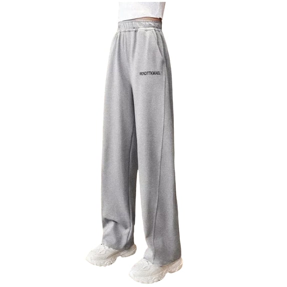 Caqnni Girls Kids Cargo Sweatpants Wide Straight Leg Jogger Pants Casual Y2K Parachute Pants Jeans Baggy Pants Casual Wide Leg Cargo Pants,Gray,6-7 Years
