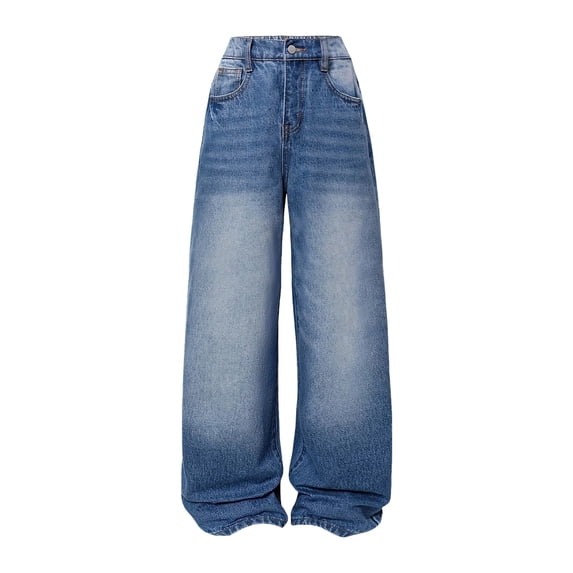 Caqnni Girls Kids Cargo Sweatpants Wide Straight Leg Jogger Pants Casual Y2K Parachute Pants Jeans Baggy Pants Dancing Baggy Pants,9-10 Years