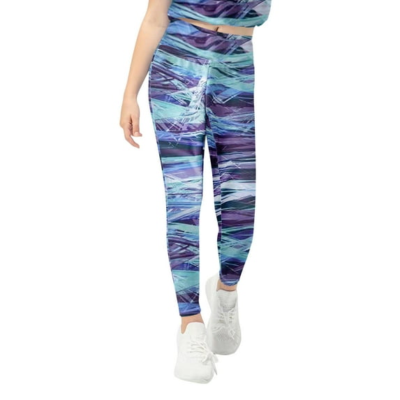 Caqnni Girls Legging Soft Stretchy Athletic Leggings for Girls Dance Full Length Tights Knits Tights Stockings (Navy,8-9 Years)