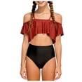thumbnail image 1 of Caqnni Girls Swimsuit Bikini Sets 2 Piece Color Block Bathing Suits For Teen Girls Swimwear Swimwear Suit for Summer Vacation 9-10 Years Coffee, 1 of 9