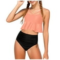 thumbnail image 1 of Caqnni Girls Swimsuit Bikini Sets 2 Piece Color Block Bathing Suits For Teen Girls Swimwear Swimwear Suit for Summer Vacation 9-10 Years Pink, 1 of 9