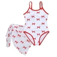 thumbnail image 1 of Caqnni Girls Swimsuit Set Comfortable Soft Breathable And Stylish With Bow Print Swimwear Suit for Summer Vacation 10-11 Years Red, 1 of 8