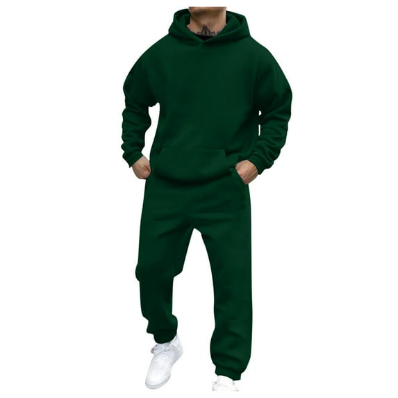 Caqnni Men's Two Piece Sweatsuits SolidTie-Dye Lightweight Casual Outfit Set Mens Breathable for Running Workout Gym (Green,L)