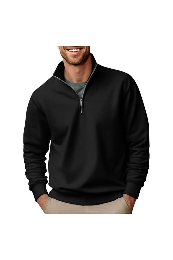 Half Zip Pullover Sweatshirts for Men Pockets Casual Sweaters Thermal Winter Henley Shirts Tops (Size S-4XL)