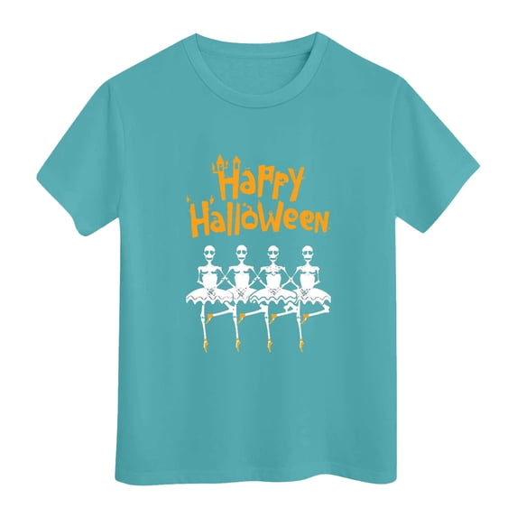 Caqnni Halloween Shirts Pumpkin Shirt Girls: Cute Ghost Shirt Casual Fall Halloween Spooky Season Graphic Short Sleeve Tee Tops Halloween T-Shirt (4-5 Years,Green)