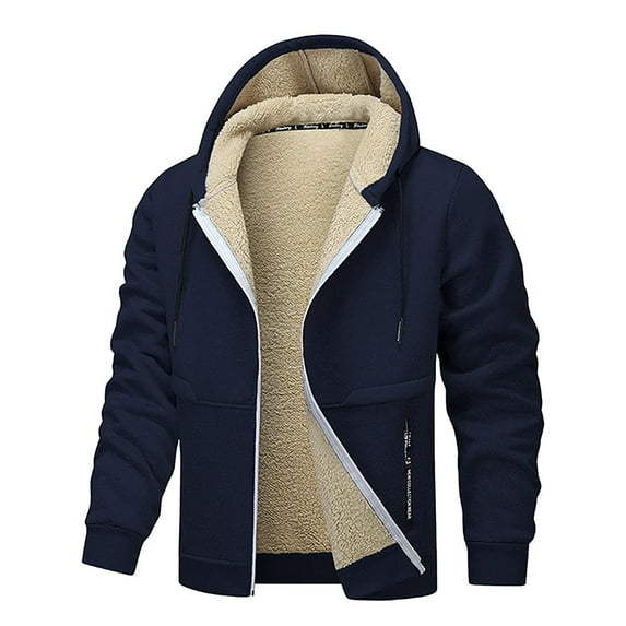 Caqnni Hoodies For Men Casual Long Sleeve Drawstring Zip Up Pullover Sweatshirts Fall/Winter Fashion Sport Hooded Jacket Coats (XXL,Blue)