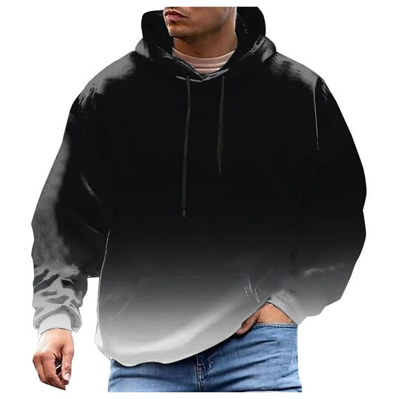 Caqnni Hoodies For Men Men'S Sweater Solid Color Loose Large Size Hooded Sweater Top (M,Black)