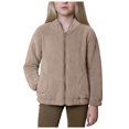 thumbnail image 1 of Caqnni Girls Athletic Jacket Girls Sherpa Jacket Girls' Outerwear Jackets Kids Soft Fleece Jacket Zip up Hoodie with Pockets Girls Jacket (Z02-Khaki,14-15 Years), 1 of 6