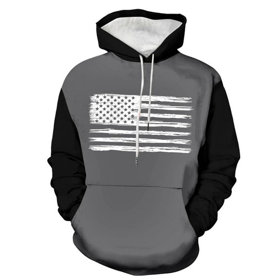 Caqnni Hoodies for Men Golf Fleece USA Flag Hooded Sweatshirts Athletic Lightweight Casual Mens Hoodies Patriotic Pullover (S,Light Gray)