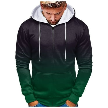 Caqnni Hoodies for Men, Mens Slim Fit Lightweight Zip Up Hoodie with Zip Pockets Long Sleeve Full-Zip Fall Winter Hooded Sweatshirts (L,Dark Green)