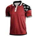 thumbnail image 1 of Caqnni Independence Day 4th of July Men's The US Flag Short Sleeve Fashion Polo Shirts (Red,3XL), 1 of 2