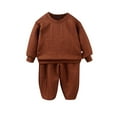 thumbnail image 1 of Caqnni Baby Fall Winter Outfits Contrast Color Sweatshirt Long Sleeve T-Shirt Top Pants Sweatsuit Fall Clothes Set Pajamas & Dailywear Set Homewear Fall Winter Outfitï¼Coffeeï¼11-12 Yearsï¼, 1 of 3
