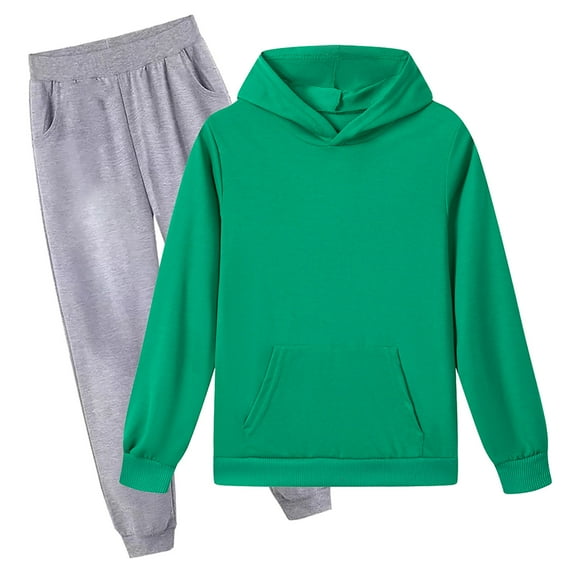 Caqnni Infant Baby Girl Girl Fall Winter Outfit Contrast Color Plaid Long Sleeve Sweatshirts Jogger Pants Fall Clothes Set Pajamas & Dailywear Set (9-10,Green)