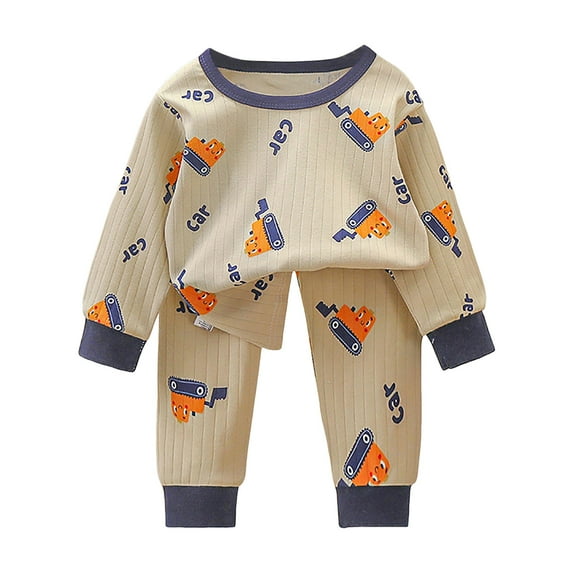Caqnni Baby Waffle Fall Outfits Contrast Color Long Sleeve Sweatshirt Tops Pants Set Winter for Boys Little Girls 2PC3 6 9 12 18 24 Months 2T 3T Long Sleeve Pajamas Set ï¼6-12 Months