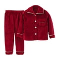 thumbnail image 1 of Caqnni Baby Waffle Fall Outfits Contrast Color Long Sleeve Sweatshirt Tops Pants Set Winter for Boys Little Girls Pajamas & Dailywear Set Homewear Fall Winter Outfitï¼Redï¼0-1 Yearï¼, 1 of 2