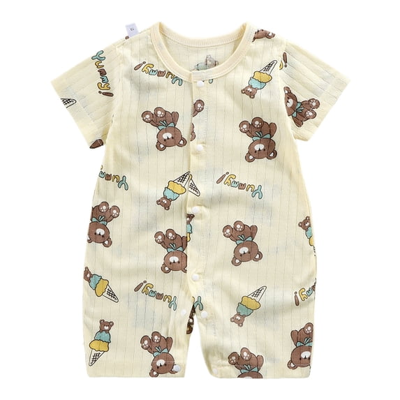 Caqnni Infant Boys Girls Summer Romper One Piece Jumpsuit Bodysuit 0-6 Months Baby Cotton Climbing Suit