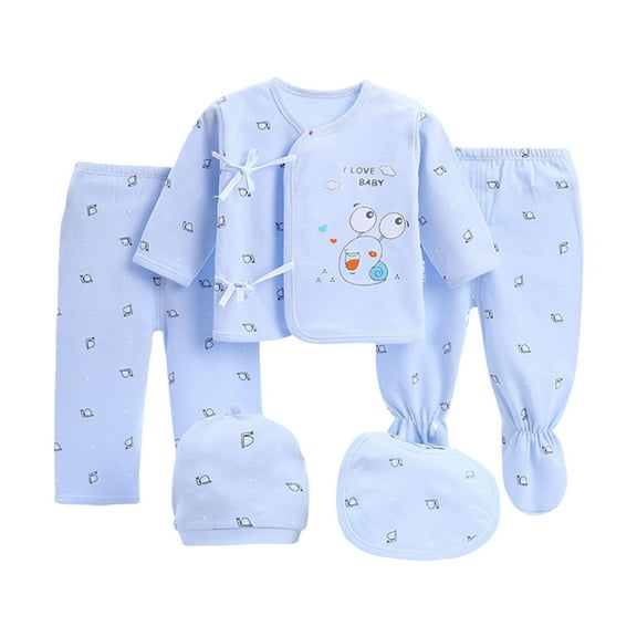 Caqnni Infant Newborn Preemie Newborn Baby Girl Boy Clothes Cotton Newborn Baby, 5-Piece Newborn-3 Months Boy Girl Layette Set Long Sleeve Lapel Bodysuits