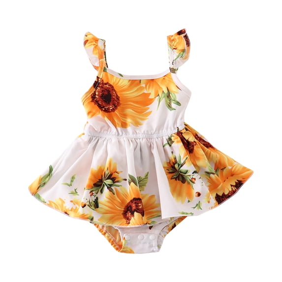 Caqnni Infant Summer Romper One Piece Jumpsuit 3-6 Months Baby Girl Clothes Infant Sleeveless Romper Jumpsuit Cute Baby Girl Clothes