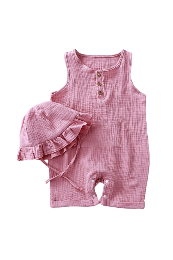 Infant Summer Romper One Piece Jumpsuit 6-9 Months Summer Baby Clothes Boys' And Girls' Double Layer Rompers Toddler Sleeveles Breathable
