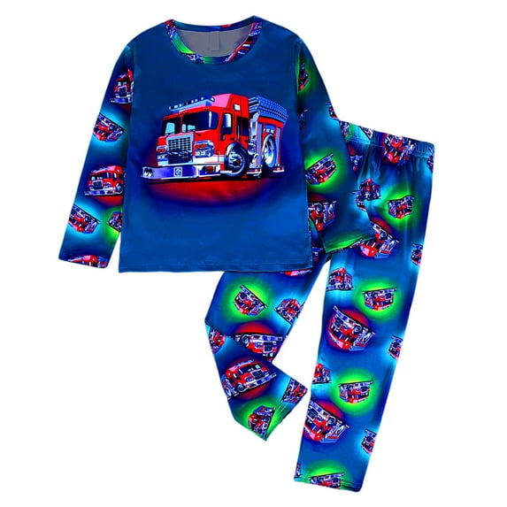 Caqnni Kids Boys 2 Pieces Outfits, Contrast Color Round Neck Long Sleeve Tops + Solid Color Pants for 0 6 12 18 24 M 1t 2t 3t 4t 5t 6t Pajamas & Dailywear Set，6-7 Years
