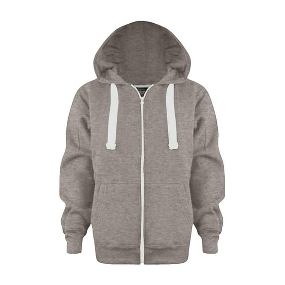 Caqnni Kids Boys Little Girls Zip Up Hoodie Solid Color Hooded Sweatshirt Hoody Coat with Pocket Jacket Fall Winter Coat (A08-Coffee,9-10 Years)