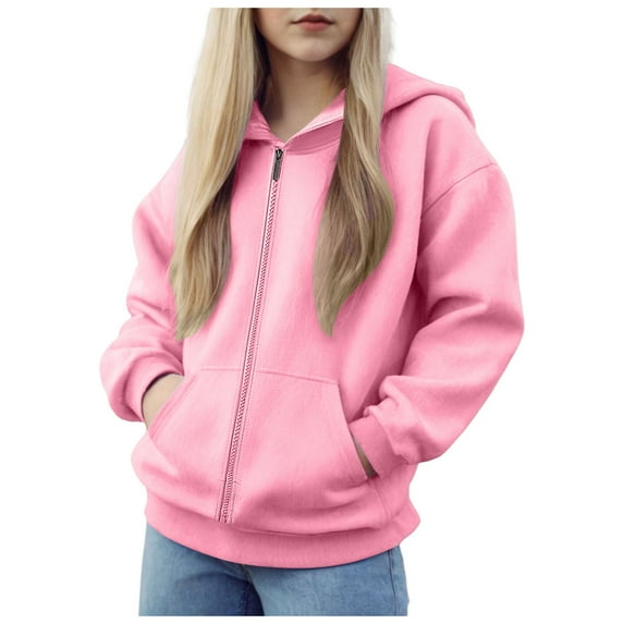 Caqnni Boys and Toddler Long Sleeve Zip Up Hoodie Sweatshirt Little Girls Kids Boys Coat&jacket Hoodies for Little Girls and Boys (A011-Pink,3-4 Years)