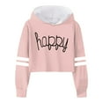 thumbnail image 1 of Caqnni Kids Crop Tops Little Girls Striped Long Sleeve Fashion Hoodies Pullover Sweatshirts Tie Teen Kids Sweatshirts Letter Tops (4-5 Years,Z06-Pink), 1 of 3