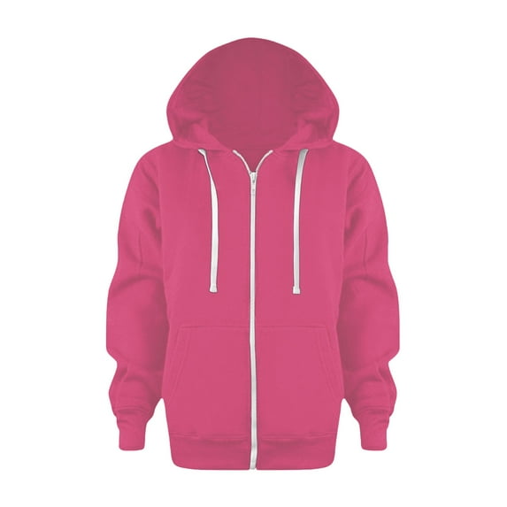 Caqnni Kids Hoodies for Boys Little Girls Zip Up Hooded Toddler Pullover Sweatshirt Kangaroo Pocket Hoodies Sweatshirt Fall Winter Coat (10-11 Years,Z02-Hot Pink)