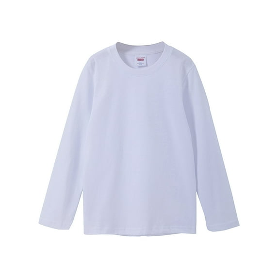 Caqnni Kids Little Girls Tunic Tops Crewneck Soft Solid Color Long Sleeve Comfortable Casual With Side Solid Color T Shirt (White,8-9 Years)